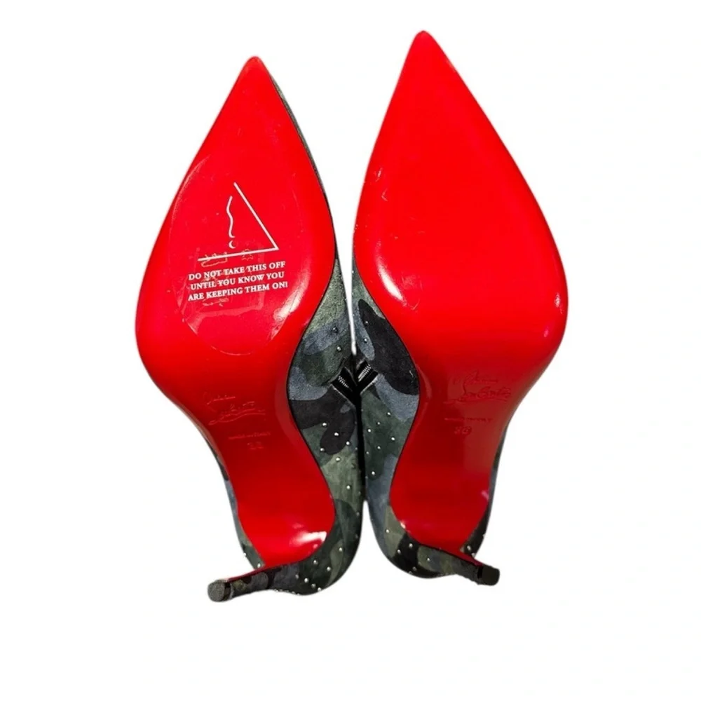 Christian Louboutin So Kate booty plume Camou Crystal accent RETAIL 1,310